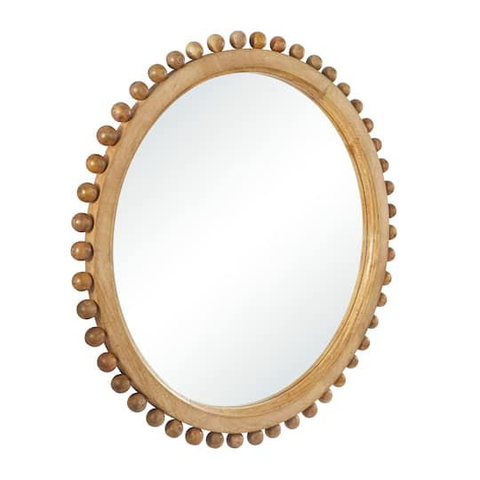35" Mango Wood Beaded Ball Frame Wall Mirror